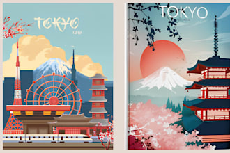 design vintage retro travel poster wall art minimalist and souvenir illustration