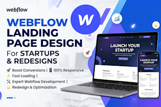 design responsive webflow landing page for startup and redesign
