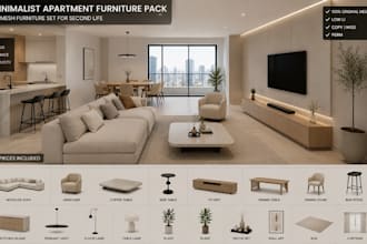create low li full perm 3d furniture mesh set second life imvu gta sims fivem