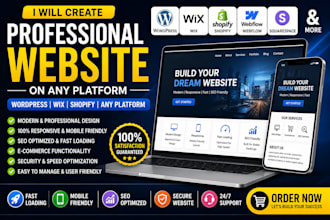 create modern responsive website on wordpress wix shopify or any platform