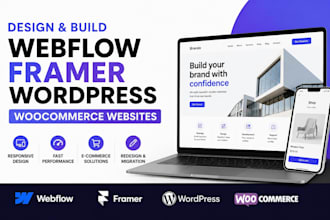 design, build, migrate webflow, framer, or wordpress woocommerce website