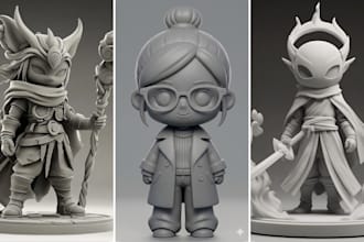 design 3d character models, sculpting, and 3d printable models