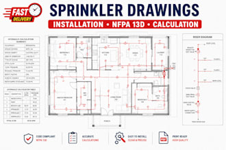 design fire sprinkler drawings installation hydraulic calculation nfpa plans