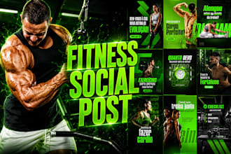 design health and fitness gym instagram post fitness flyer social media design