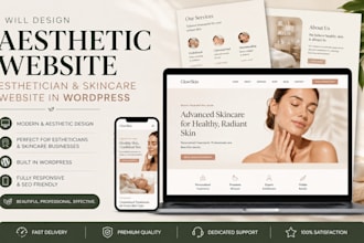 design aesthetic website, esthetician website, skincare website in wordpr