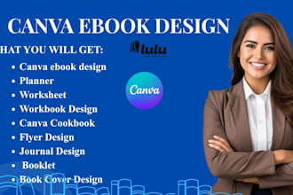 canva ebook design, canva workbook, worksheet, planner, journal, canva cookbook
