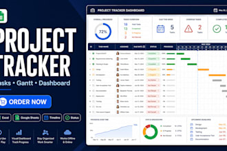 create an excel or google sheets project management tracker, gantt chart