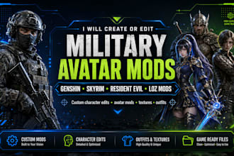 create or edit game mods for genshin impact, skyrim, resident evil, star wars