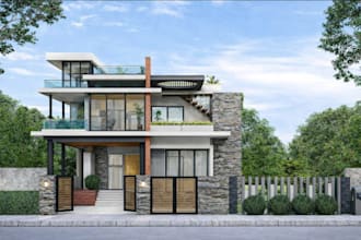 do realistic 3d exterior design and rendering