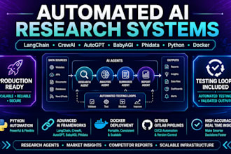 build automated research system with langchain crewai autogpt for data insights
