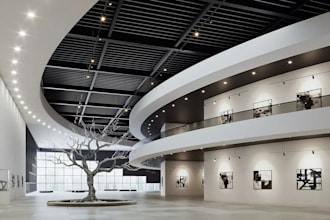 design professional 3d art gallery modern exhibition spaces with rendering