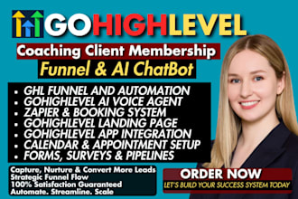 build gohighlevel coaching client membership portal and sales funnel system