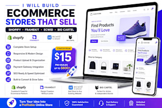 shopify, framekit, ecwid and big cartel ecommerce store setup expert services