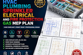 design hvac plumbing sprinkler electrical and fire protection gas mep plan