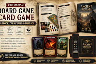 design board game card game rulebook card frame and game box