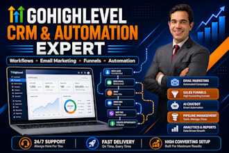 setup gohighlevel CRM automation workflows and ghl email marketing