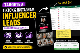 provide micro influencer lead youtube tiktok instagram influencer email list