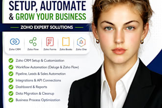 setup zoho CRM, zoho one, books, flow, and automation