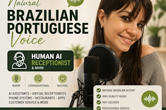 record a natural brazilian portuguese receptionist voice