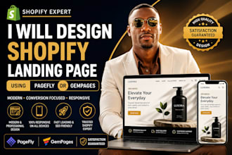 design modern shopify landing page using pagefly or gempages