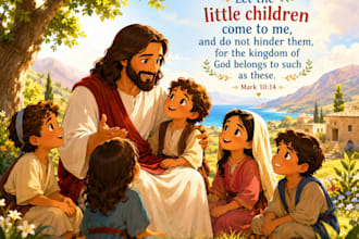 christian storybook illustration and bed time story act
