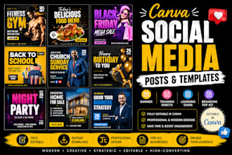 design banner canva template menu training sheet  branding guide pdf kit