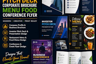 design company profile pitch deck corporate brochure menu food conference flyer