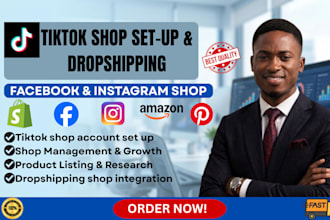 set up and optimize your tik tok shop, instagram shop facebook shop for sales