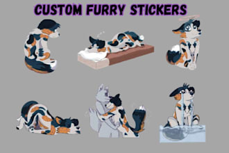 draw custom furry stickers, telegram stickers or discord emotes