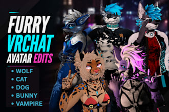model 3d furry vrchat avatar wolf cat dragon vampire vrc character design