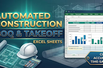 create construction boq and quantity takeoff excel sheets