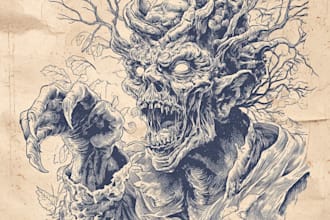illustrate handmade horror monsters and characters