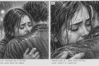 create cinematic storyboard illustrations for film and video