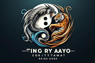design dragon and tiger yin yang symbol logo in illustrator