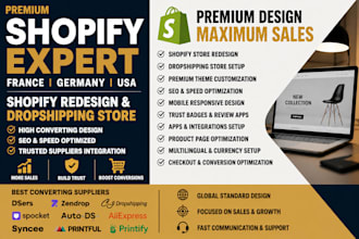 design france germany shopify website redesign USA shopify dropshipping store