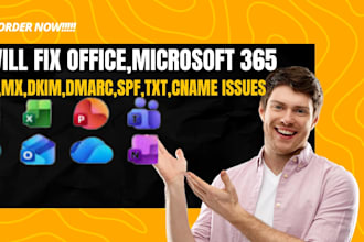 fix office,microsoft 365 txt,cname issuesdnx,mx,dkim,dmarc,spf,