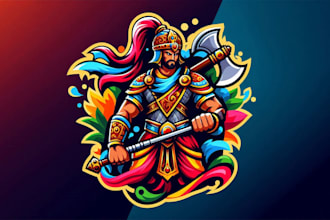 create your cartoon indian warrior with axe logo design with fastest delivery
