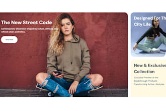 design streetwear website clothing website, fashion website, y2k shopify website