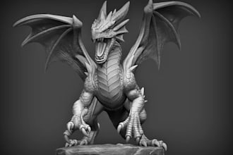 sculpt 3d fantasy creature,dragon monster,tabletop miniature,game toys,stl model