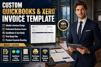 design custom quickbook xero invoice template editable letterhead for business