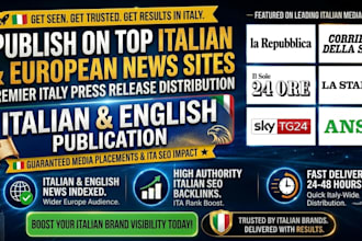 publish italy press release to top italy media outlets and news sites, italy PR