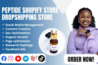 design peptide shopify store research peptide website peptide supplement website