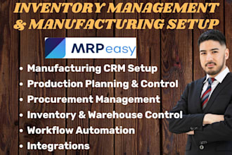 setup manufacturing crm production planning procurement inventory via mrpeasy