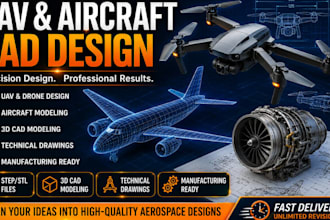 design uav drone and aircraft cad model