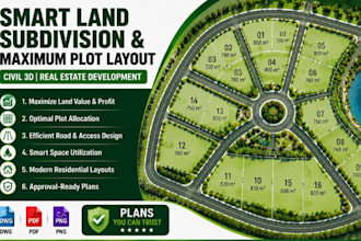 create smart land subdivision and maximum plot layout with civil 3d expertise