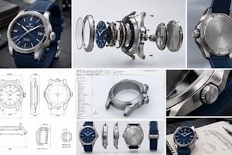 create custom 3d watch cad models and manufacturing ready technical drawings