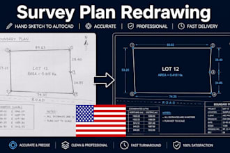 redraw survey plans, topo map, boundary drawings from sketches in autocad