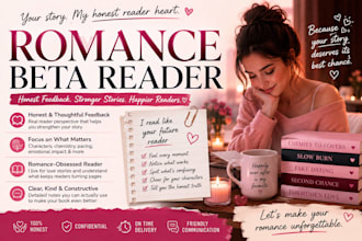 beta read your romance novel and provide reader feedback