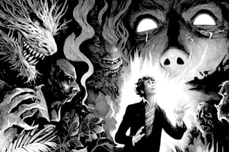 draw black and white ink and pencil illustration