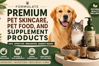 formulate premium pet skincare, pet food and supplements